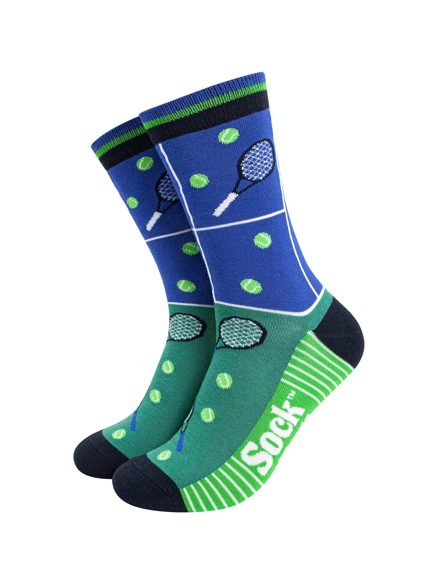 Tennis-Court-Bamboo-Socks-in-Blue/Green-Mannequin