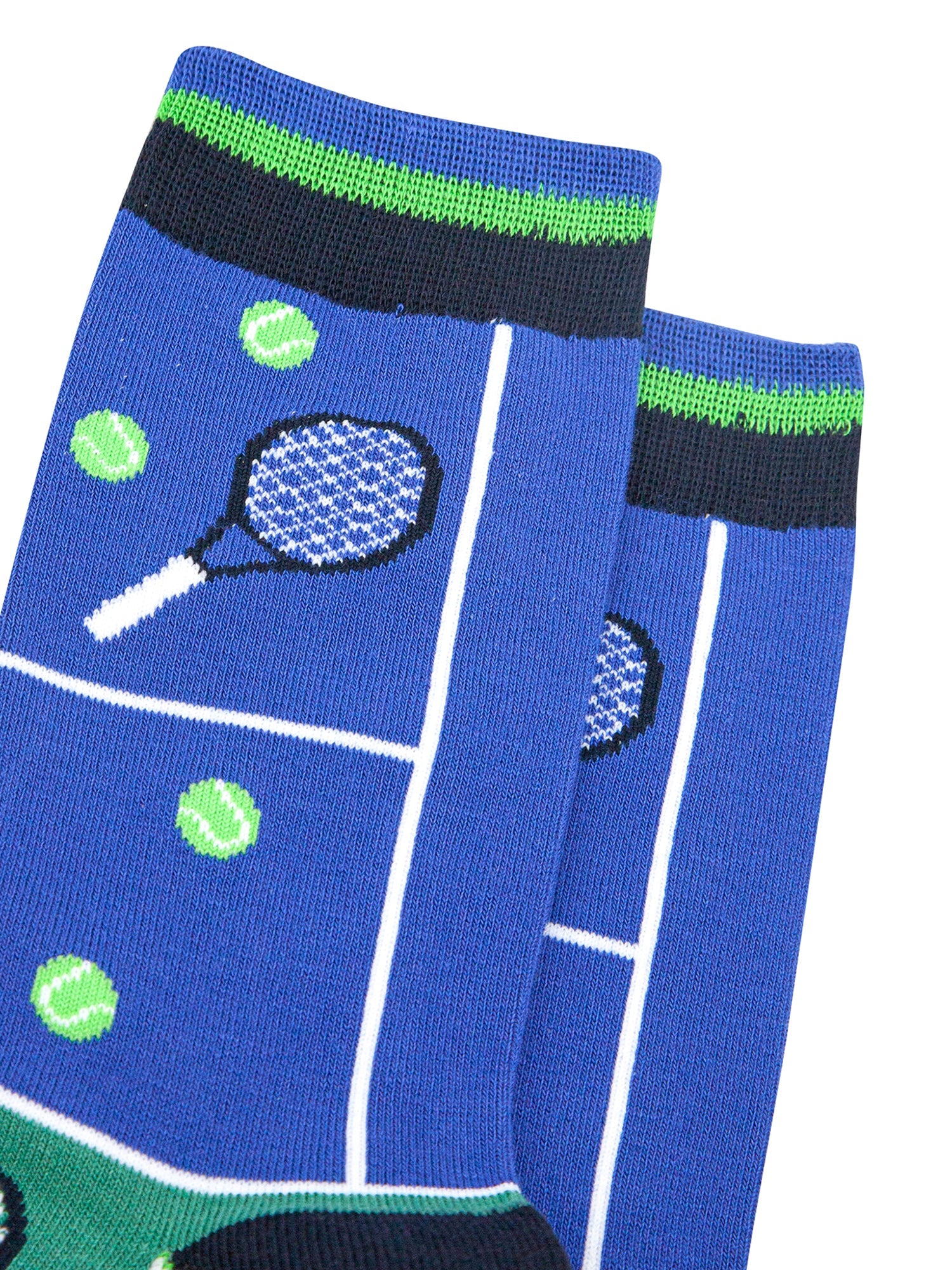 Tennis-Court-Bamboo-Socks-in-Blue/Green-Closeup