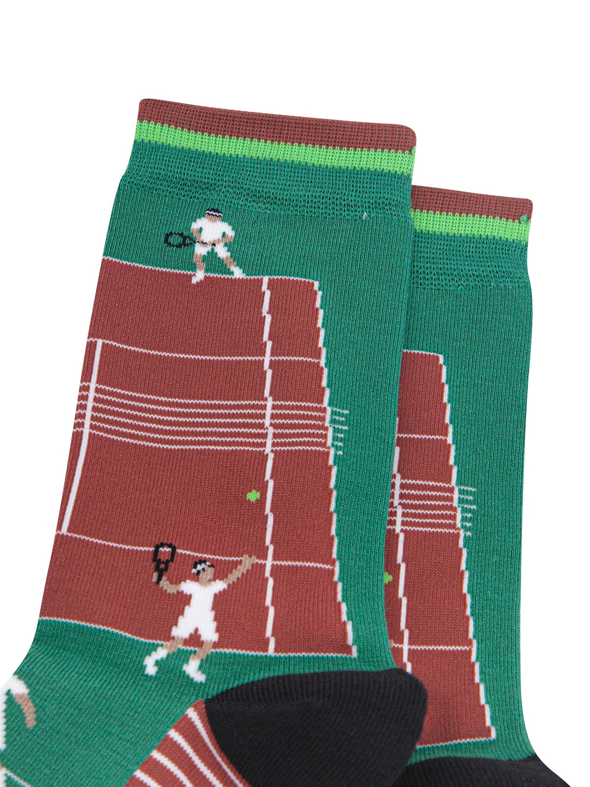 Tennis-Court-Men's-Bamboo-Socks-in-Green-Close-Up