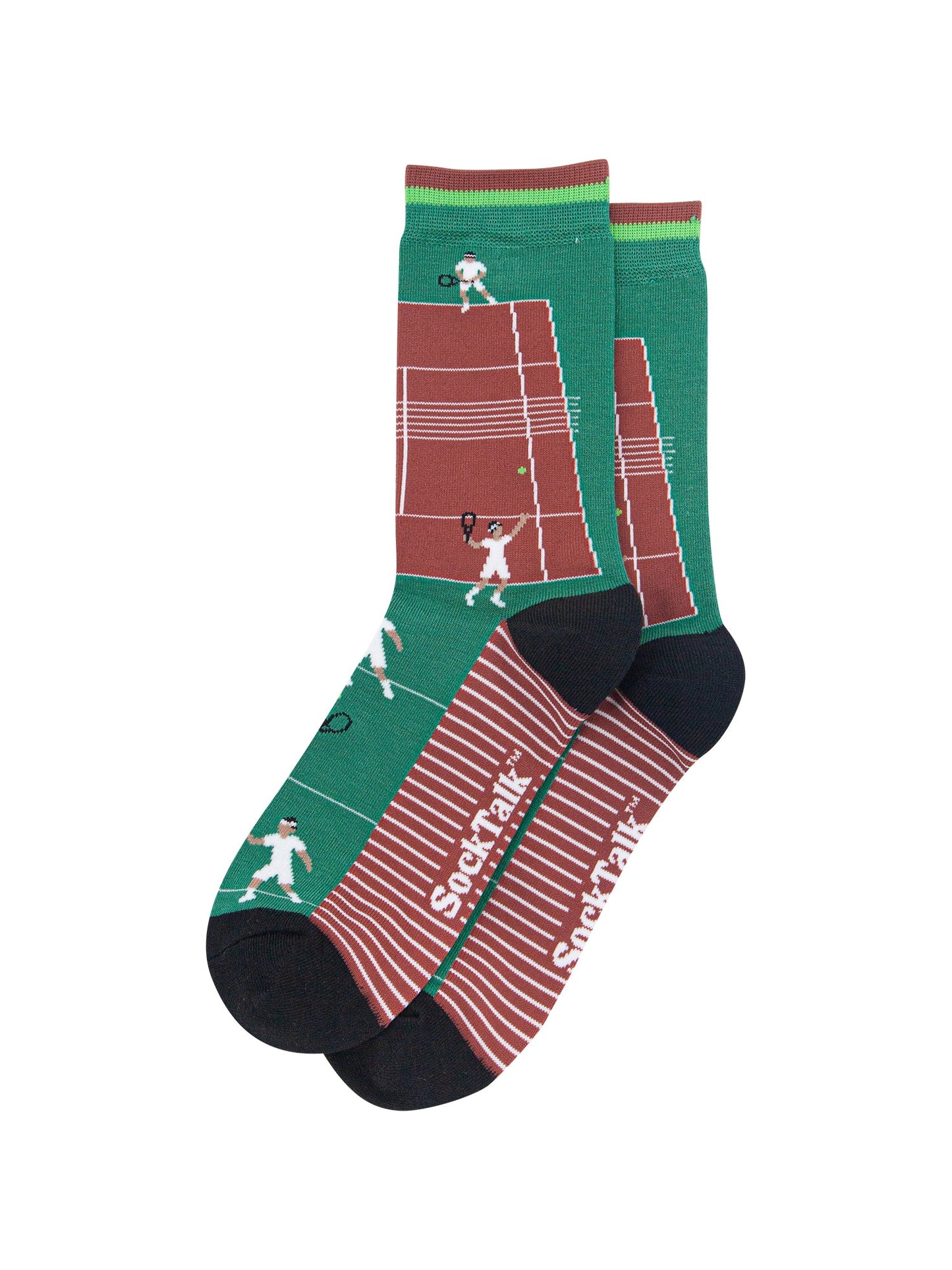 Tennis-Court-Men's-Bamboo-Socks-in-Green-Laid-Flat