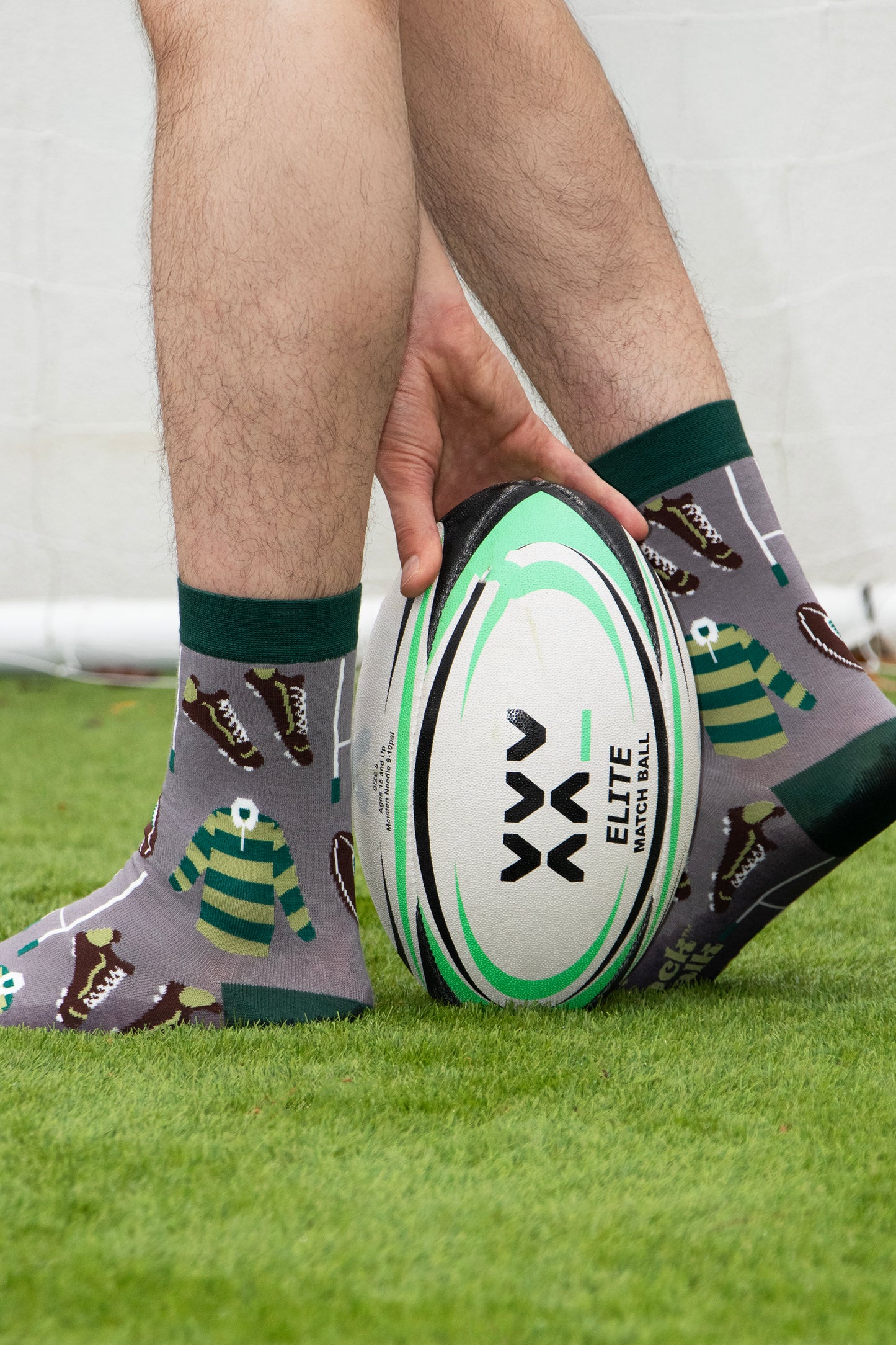 Mens Bamboo Rugby Socks Novelty Sports Dress Socks Grey