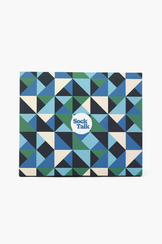 Sock Trio Gift Wrap - Blue, Abstract