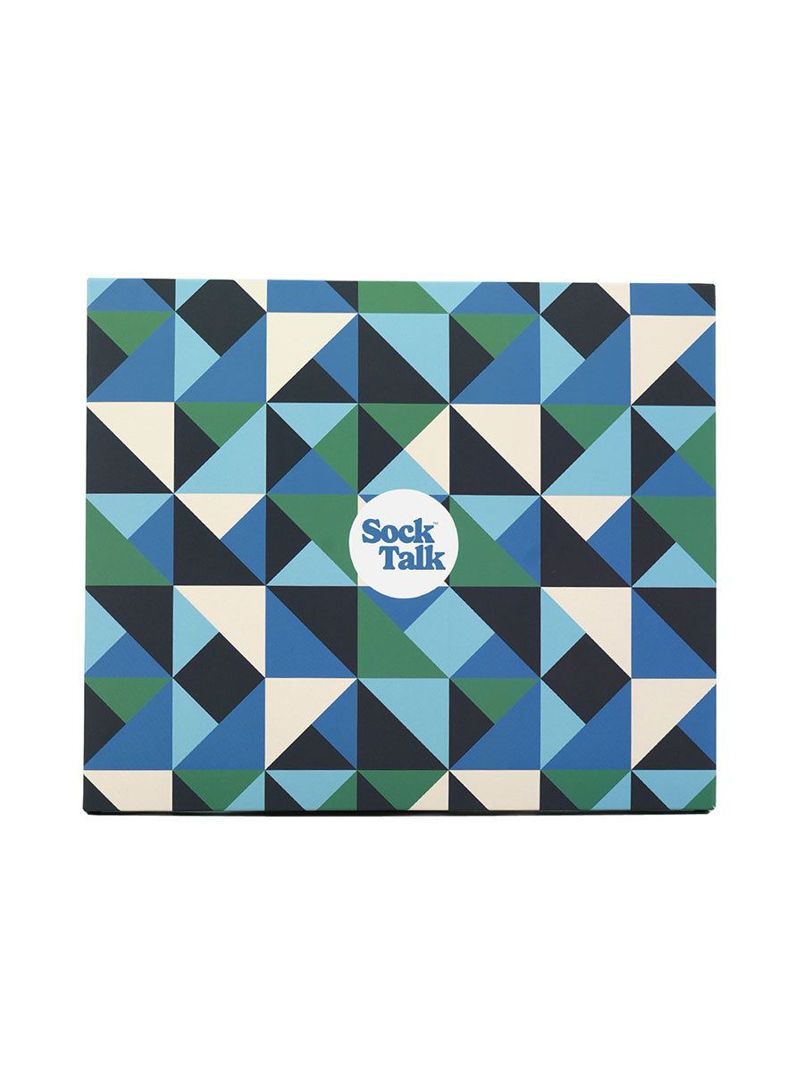 Letterbox Sock Trio Gift Wrap - Blue, Abstract