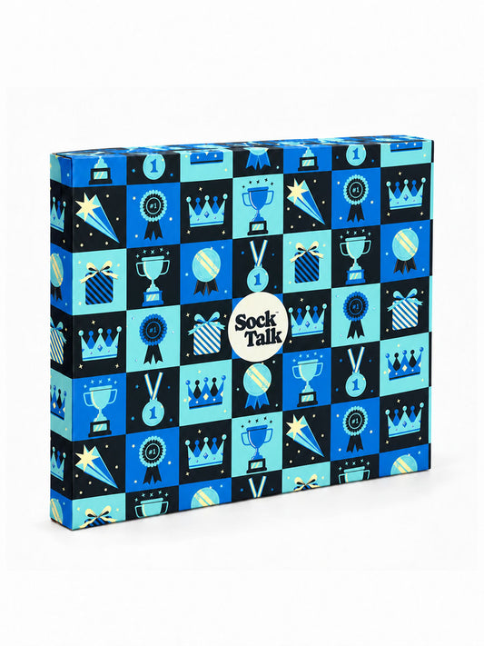 Letterbox Sock Trio Gift Wrap - Blue, Trophies