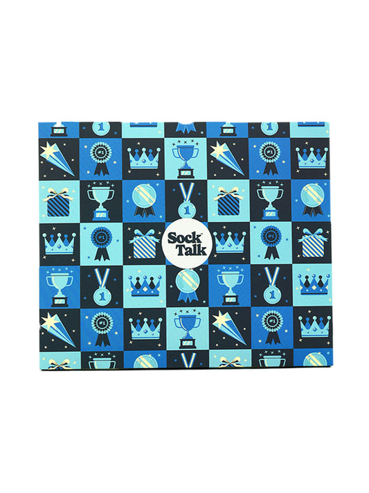 Letterbox Sock Trio Gift Wrap - Blue, Trophies
