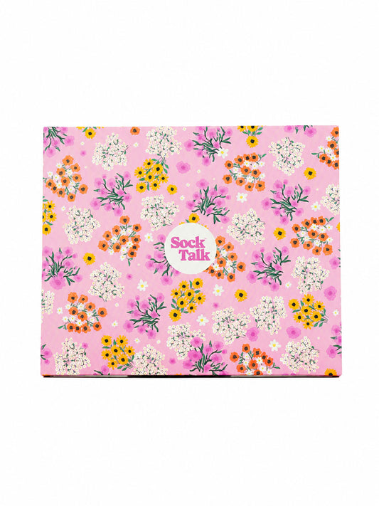 Letterbox Sock Trio Gift Wrap - Pink, Floral