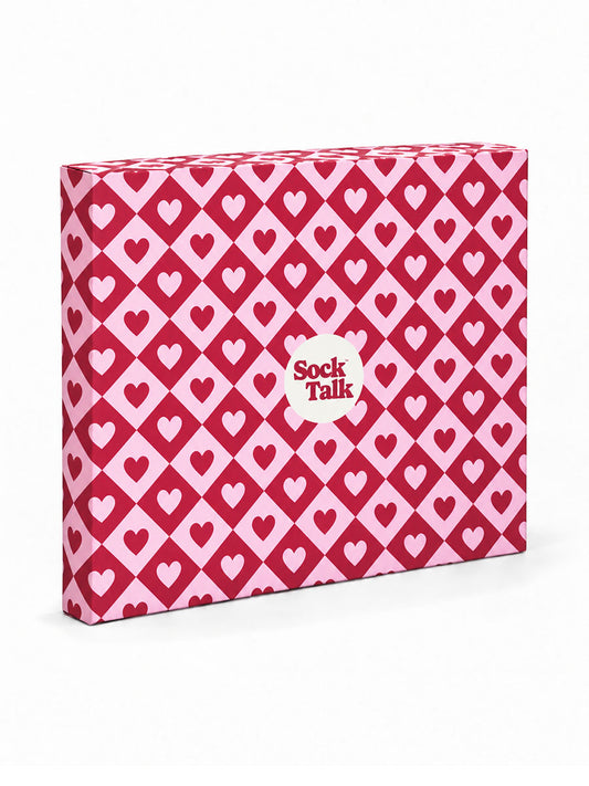Letterbox Sock Trio Gift Wrap - Pink, Heart Diamond