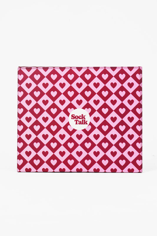 Sock Trio Gift Wrap - Pink, Heart Diamond
