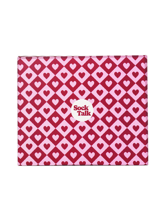 Letterbox Sock Trio Gift Wrap - Pink, Heart Diamond