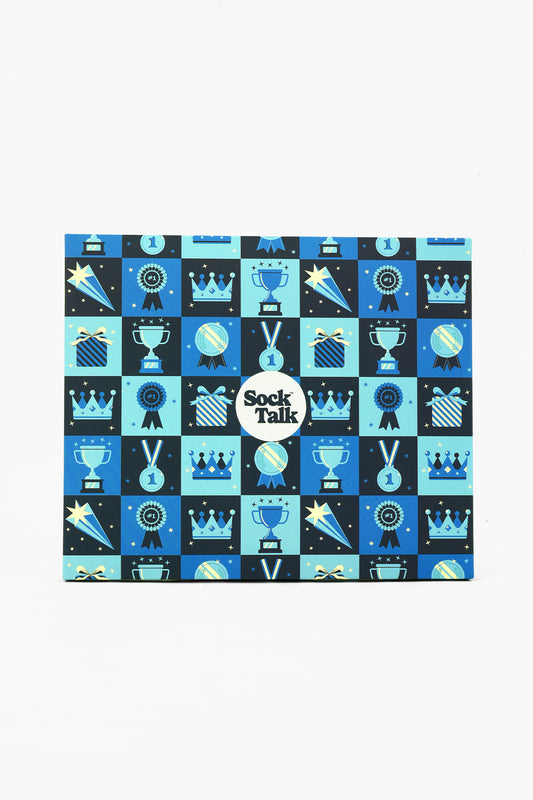 Sock Trio Gift Wrap - Blue, Trophies