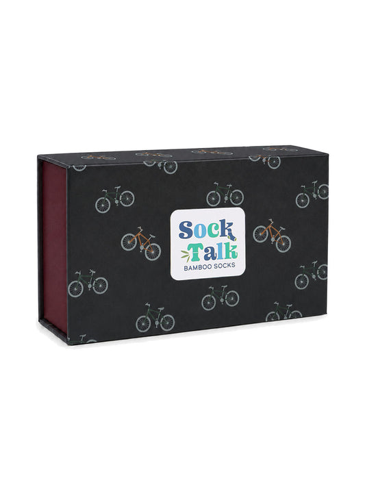 Sock Trio Gift Wrap - Black, Bicycles
