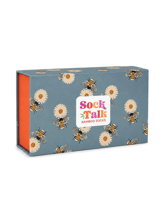 Sock Trio Gift Wrap - Blue, Bee & Flower