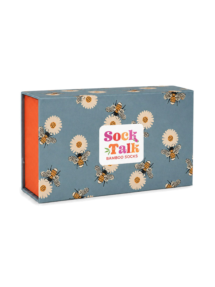 Sock Trio Gift Wrap - Blue, Bee & Flower