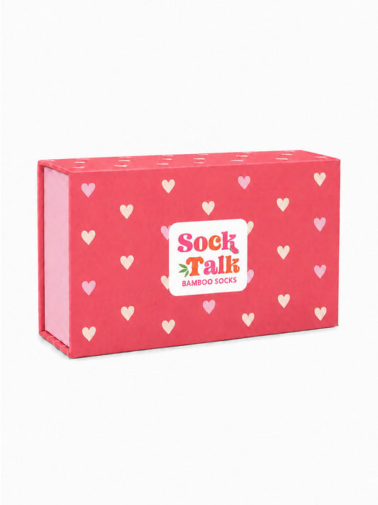 Sock Trio Gift Wrap - Red, Love Hearts