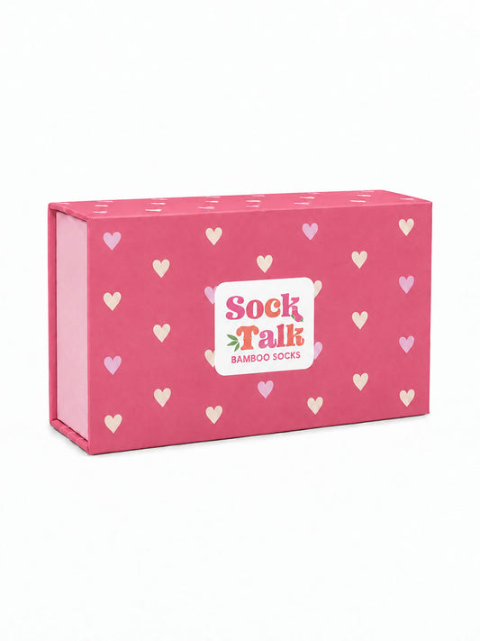 Sock Trio Gift Wrap - Red, Love Hearts