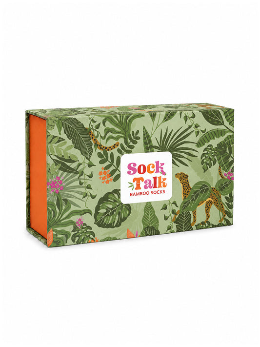 Sock Trio Gift Wrap - Green/Orange, Jungle