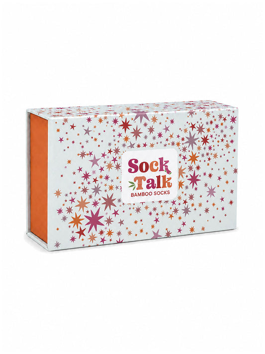 Sock Trio Gift Wrap - Cream/Pink, Stars