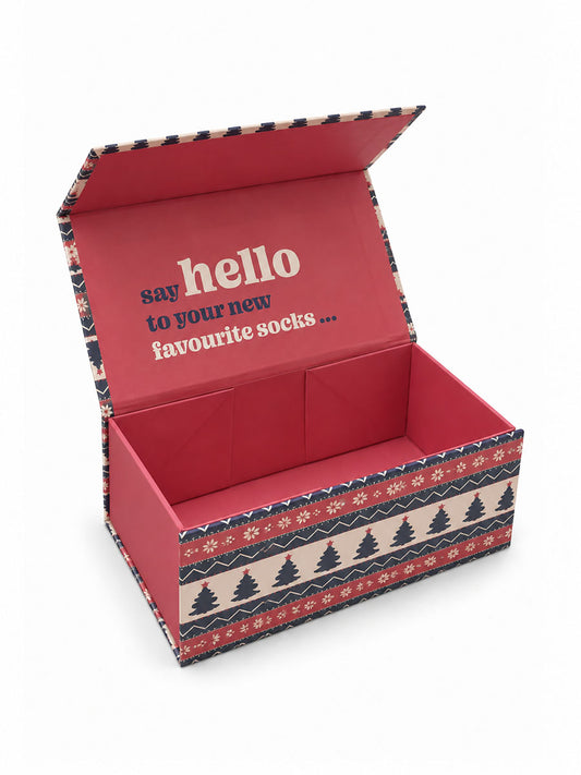 Sock Trio Gift Wrap - Multi, Fair Isle Christmas Tree