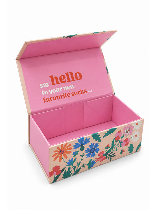 Sock Trio Gift Wrap - Cream/Pink, Thanks a Bunch