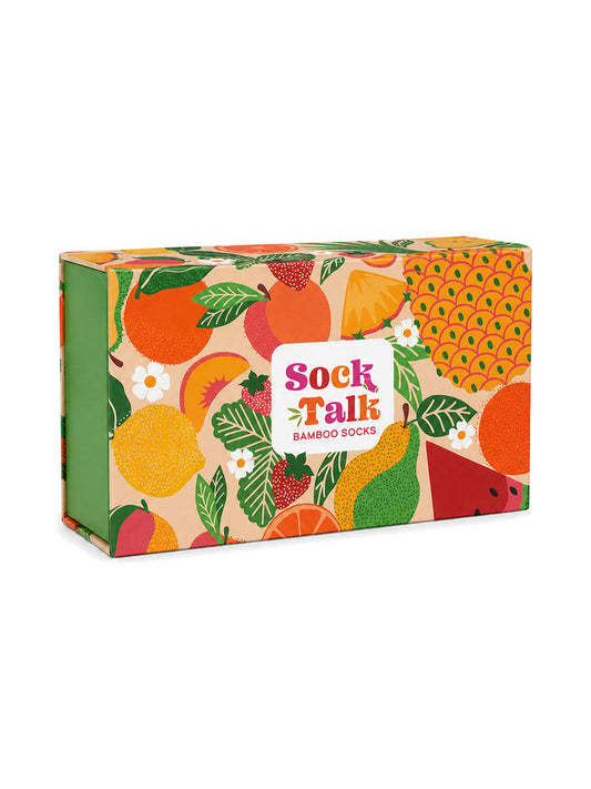 Sock Trio Gift Wrap - Orange, Fruit Salad