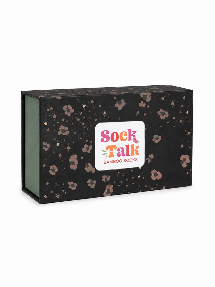 Sock Trio Gift Wrap - Black, Animal