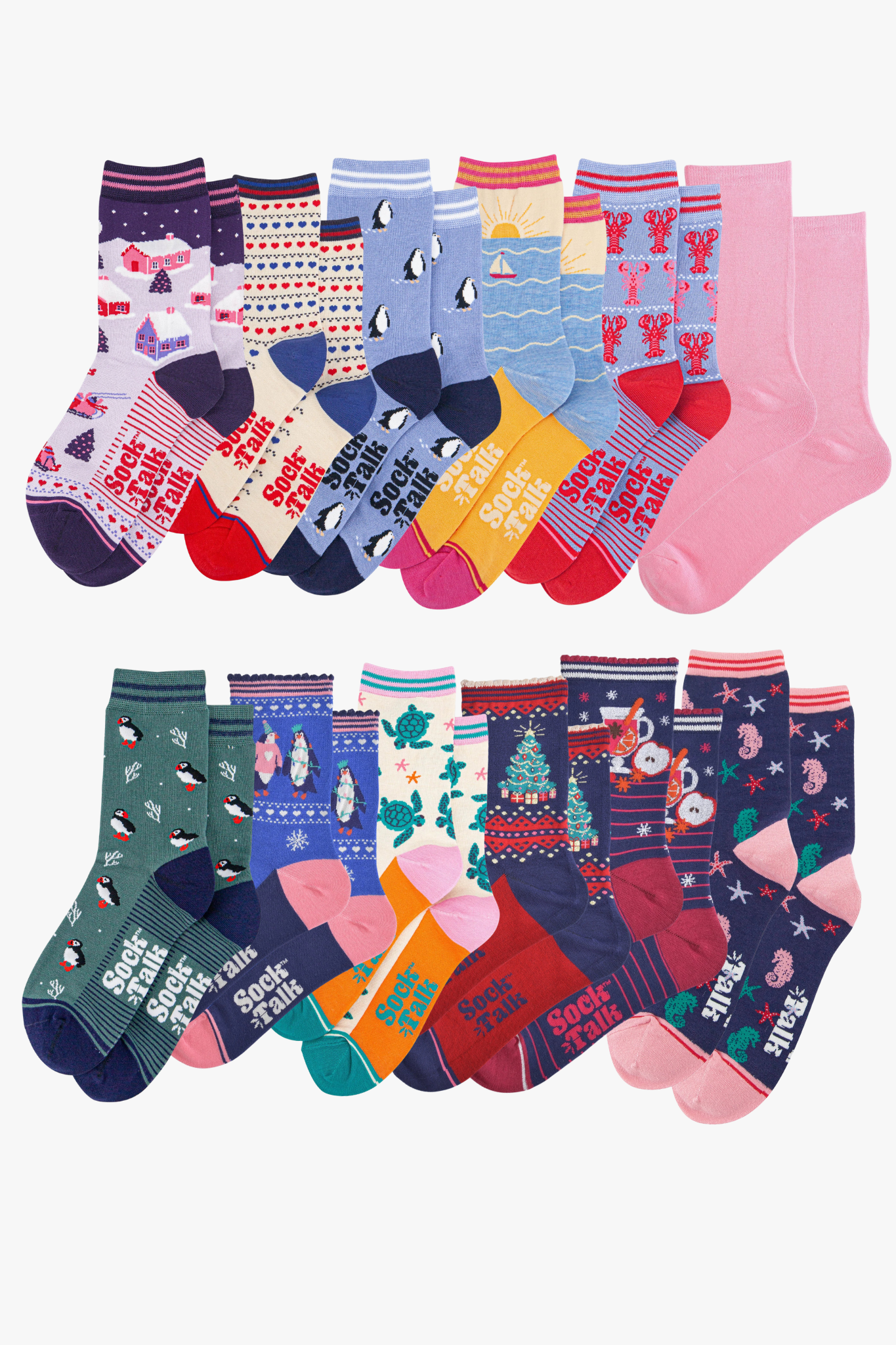 Women's Advent Calendar Nautical Bamboo Crew Socks