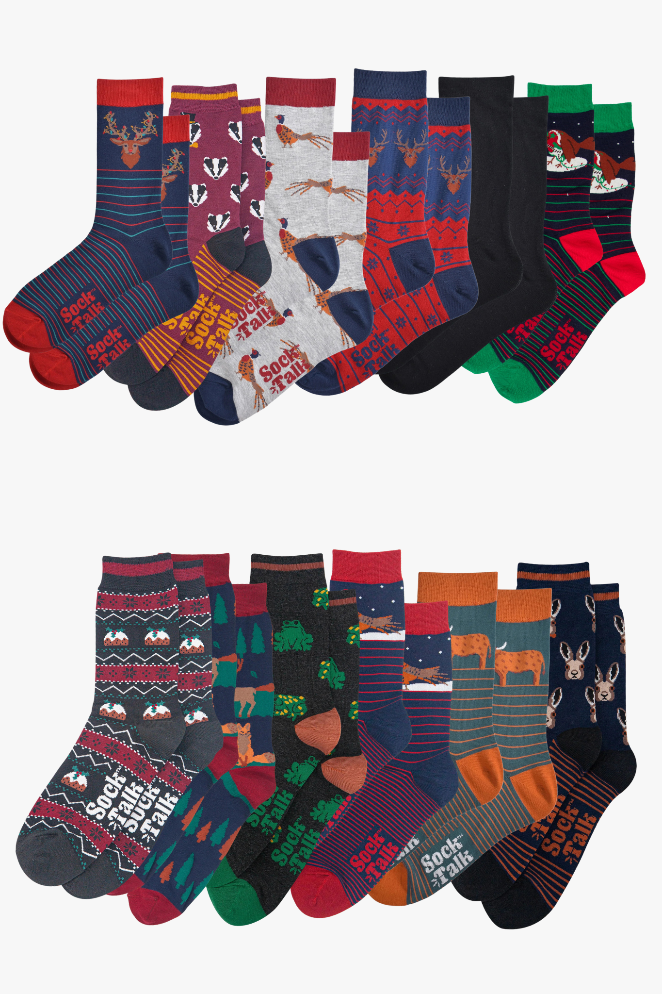 Men's Advent Calendar Woodland Animals Bamboo Crew Socks
