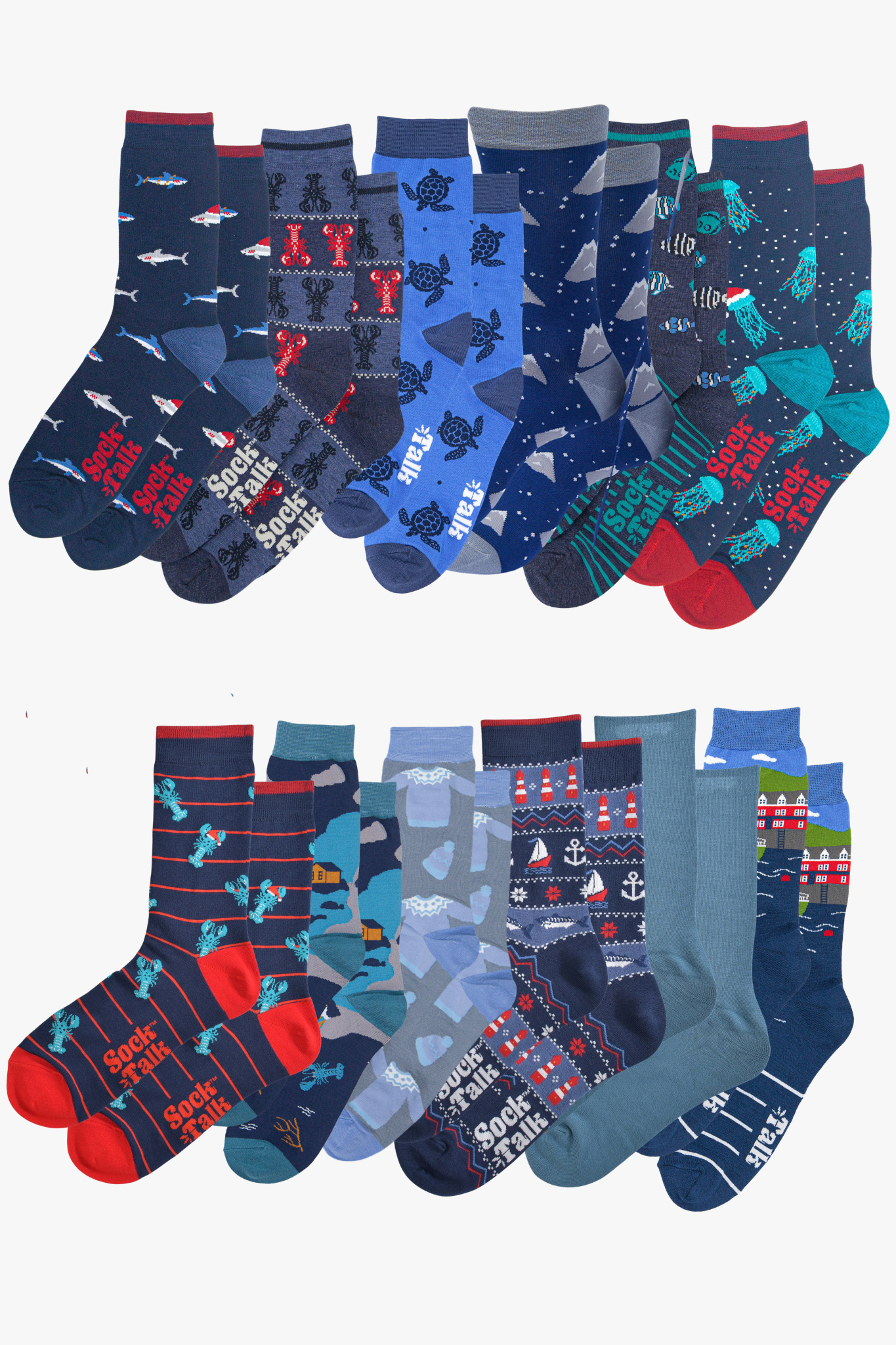 Men's Advent Calendar Nautical Bamboo Crew Socks