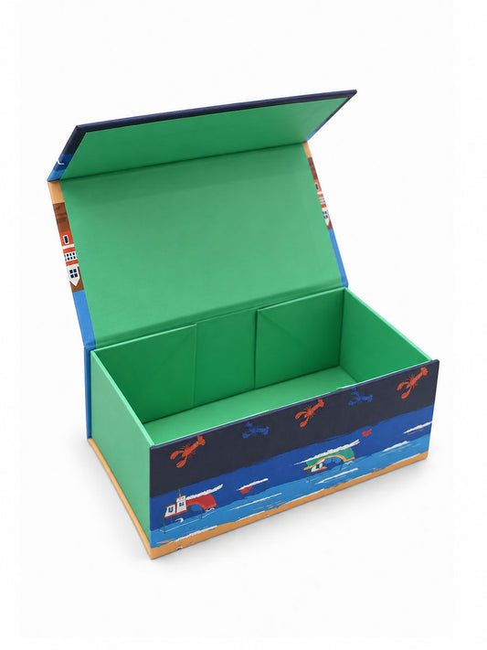 Sock Trio Gift Wrap - Blue, Beach Boardwalk Scene
