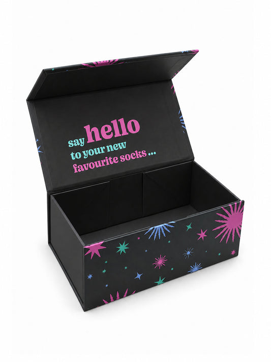 Sock Trio Gift Wrap - Black, You're A Star