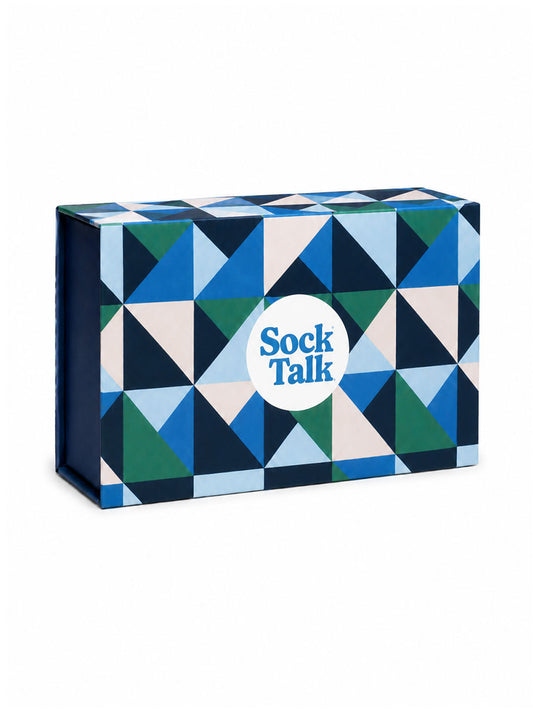 Sock Trio Gift Wrap - Blue, Abstract