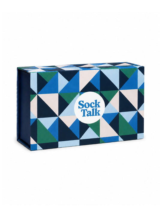 Sock Trio Gift Wrap - Blue, Abstract