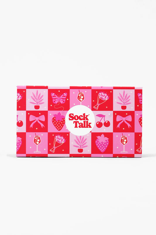 Sock Trio Gift Wrap - Pink, Fruity Checkerboard