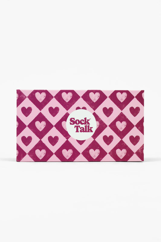 Sock Trio Gift Wrap - Pink, Heart Diamond