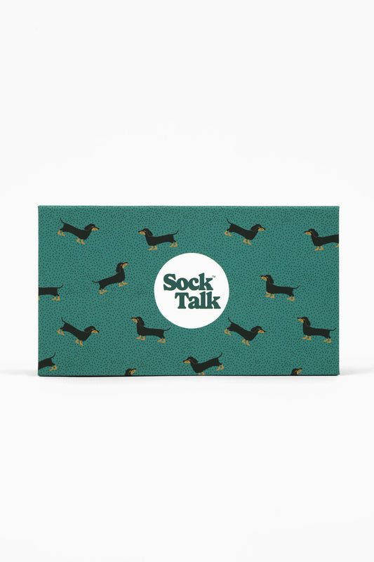 Sock Trio Gift Wrap - Green, Sausage Dogs
