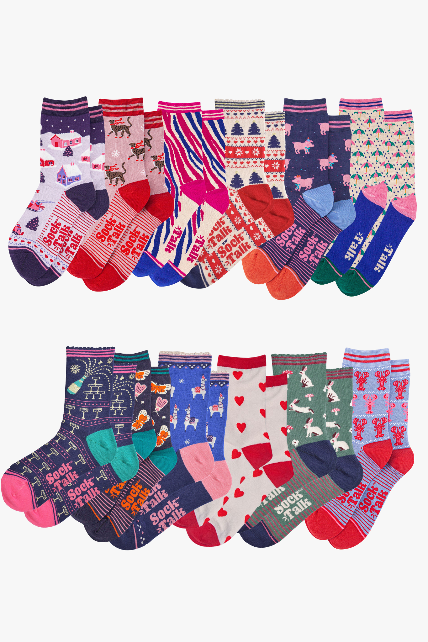 Women's Bamboo Ankle Socks Advent Calendar - Red, Mixed