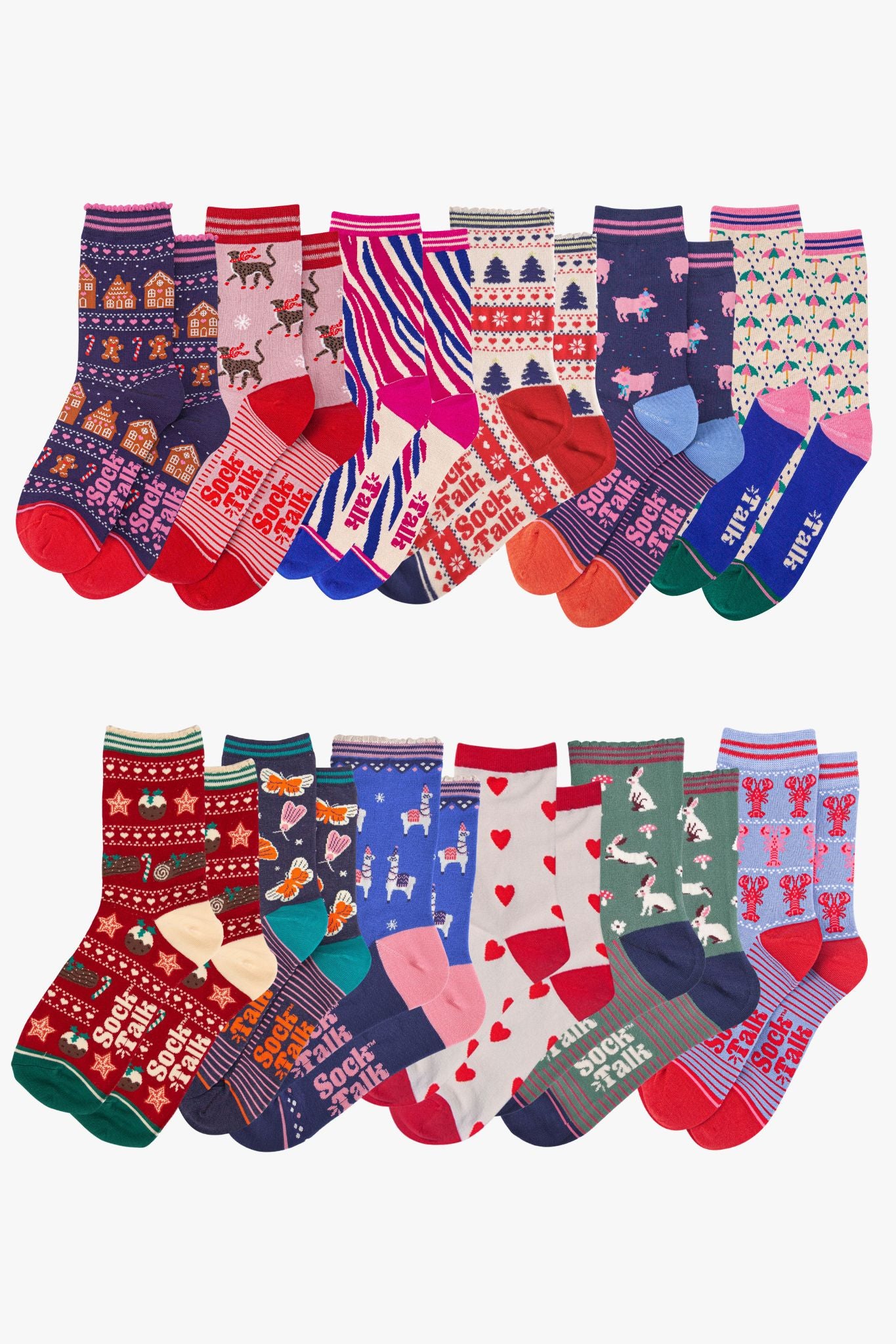 Women's Bamboo Socks Advent Calendar - Red, Mixed
