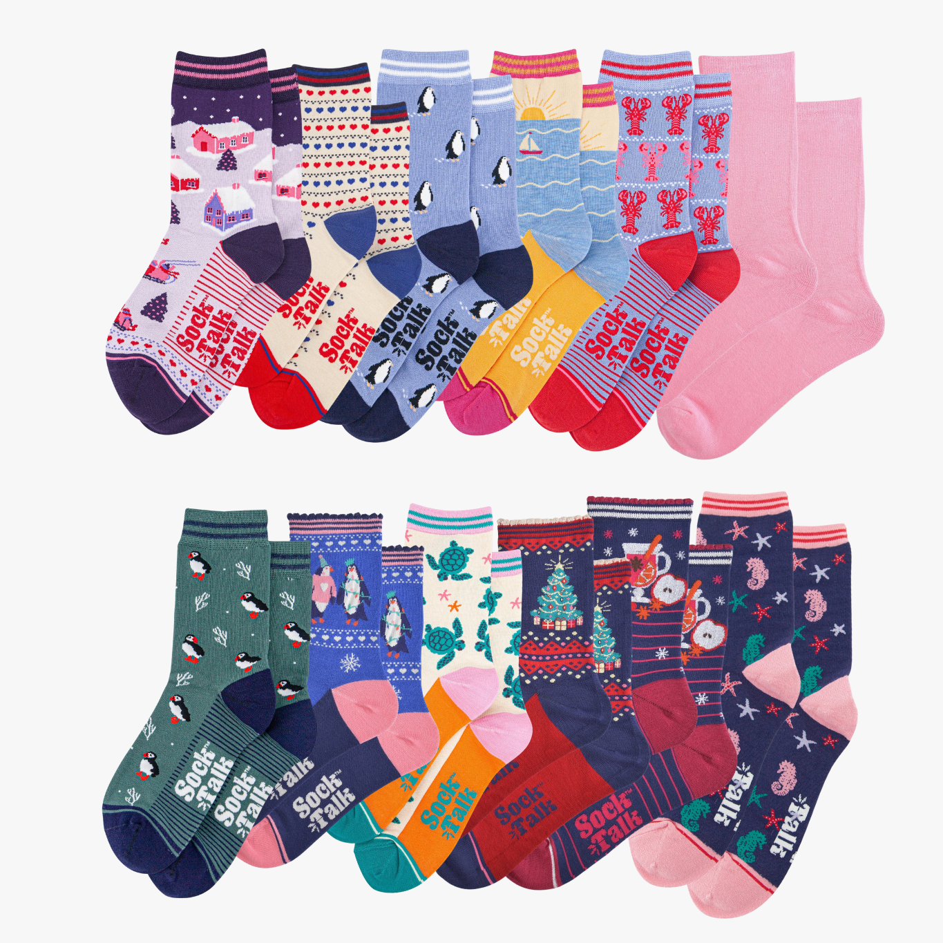 Women's Advent Calendar Nautical Bamboo Crew Socks