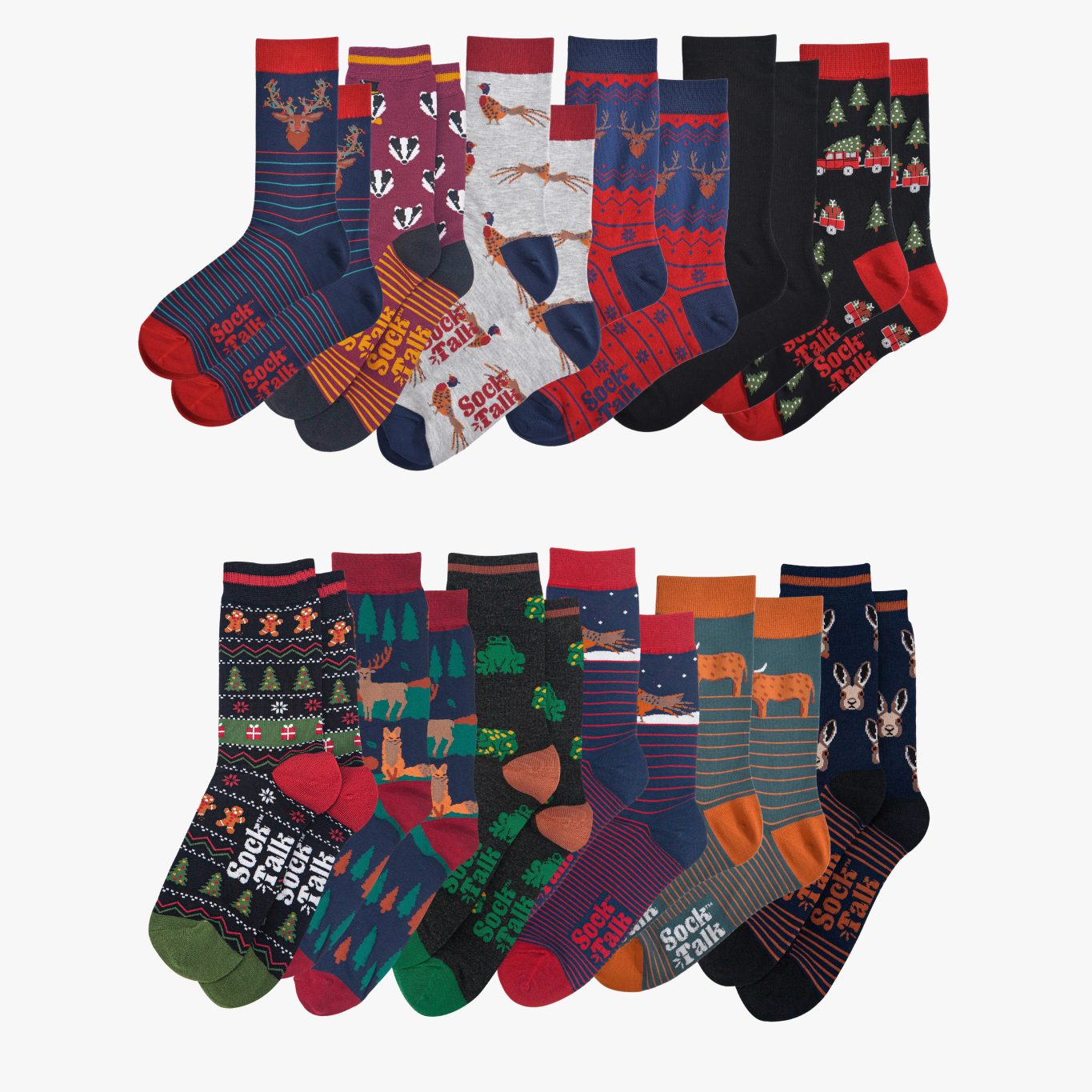 Men's Advent Calendar Woodland Animals Bamboo Crew Socks