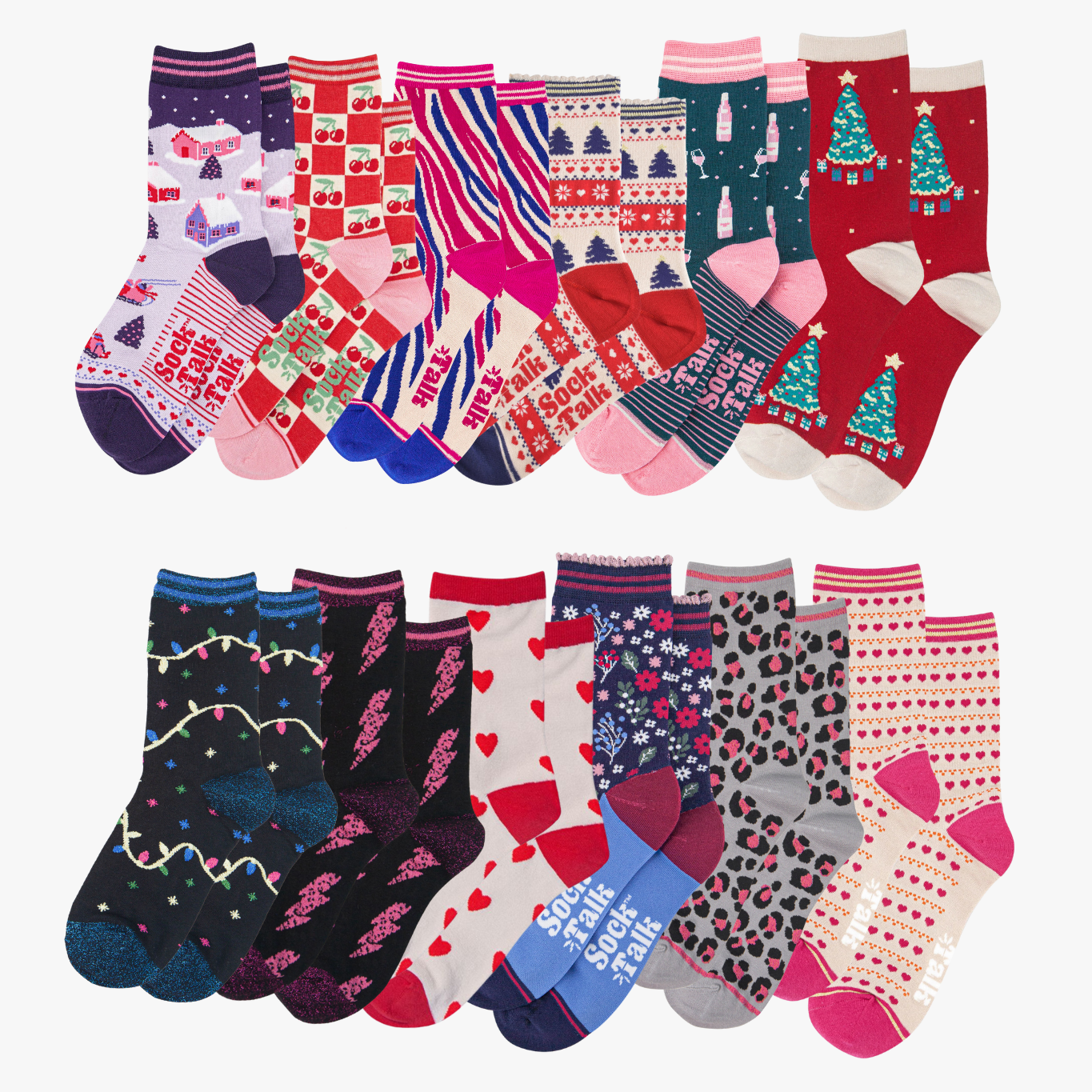 Women's Advent Calendar Graphic Print Bamboo Crew Socks