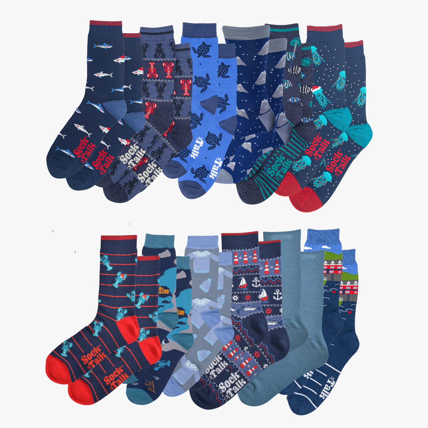 Men's Advent Calendar Nautical Bamboo Crew Socks