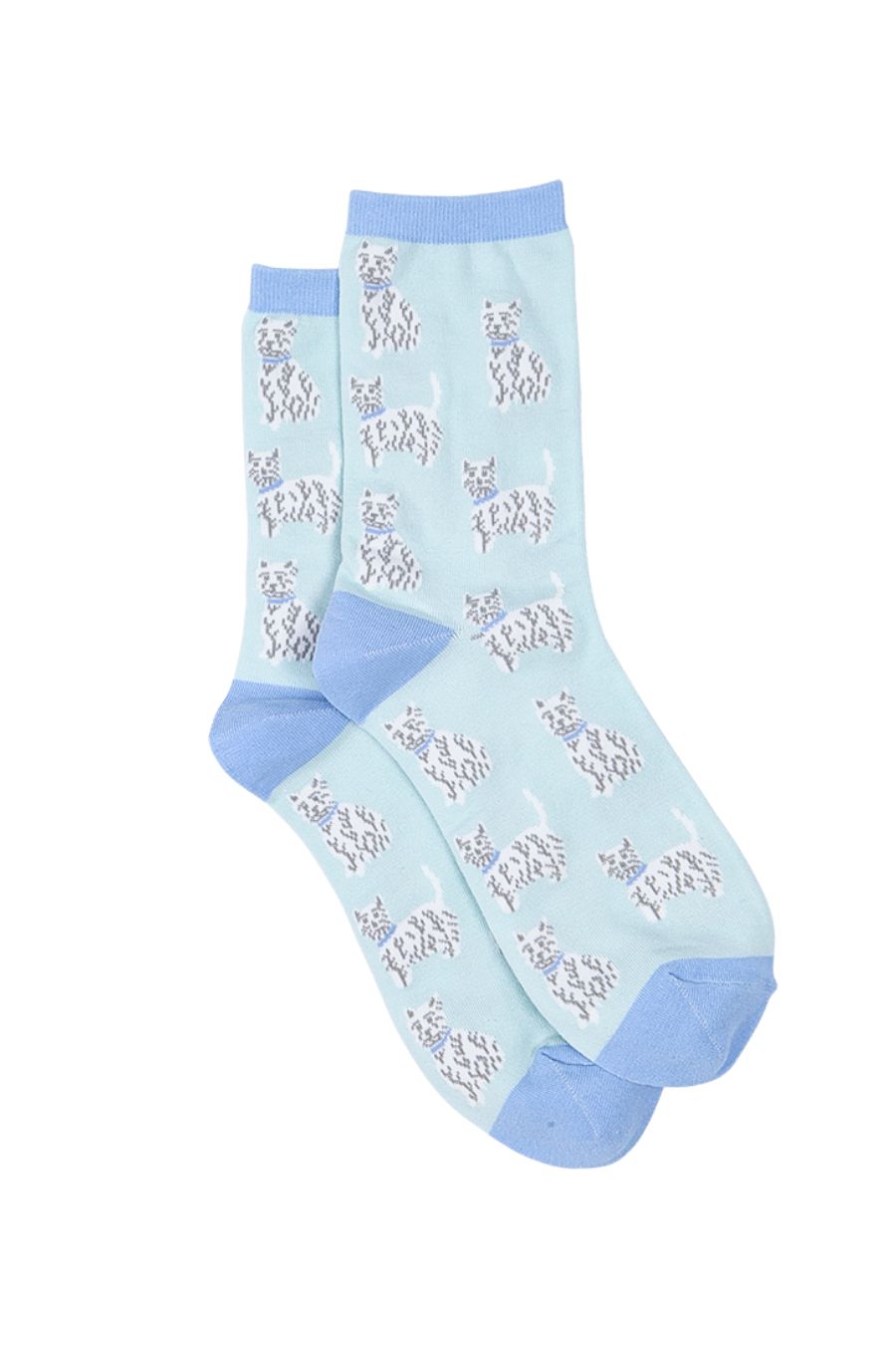 blue bamboo socks with west highland terriers