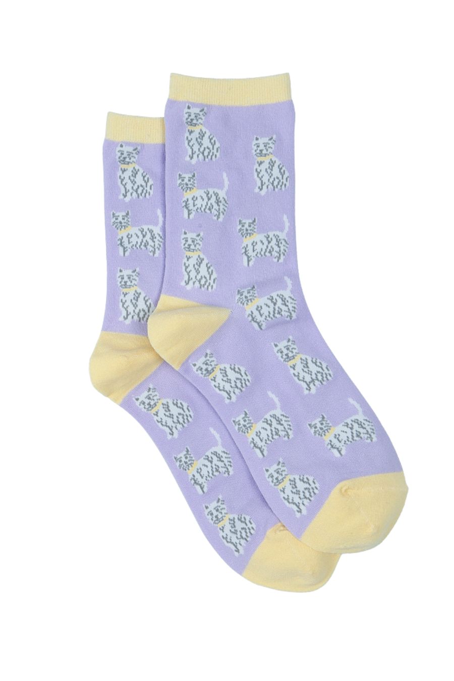 lilac dog socks with west highland terriers