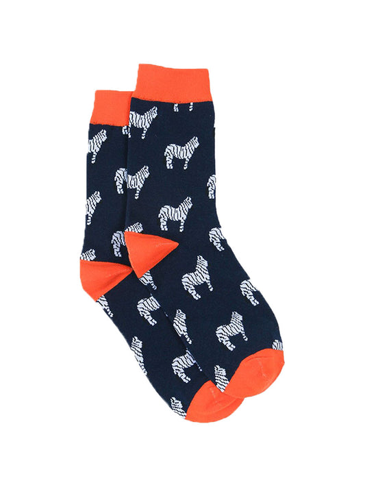 Blue and Orange Mens Zebra Print Bamboo Socks
