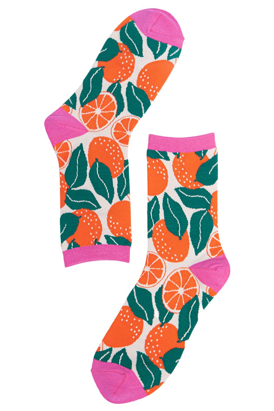 Womens Bamboo Fruit Socks Oranges Novelty Ankle Socks Pink
