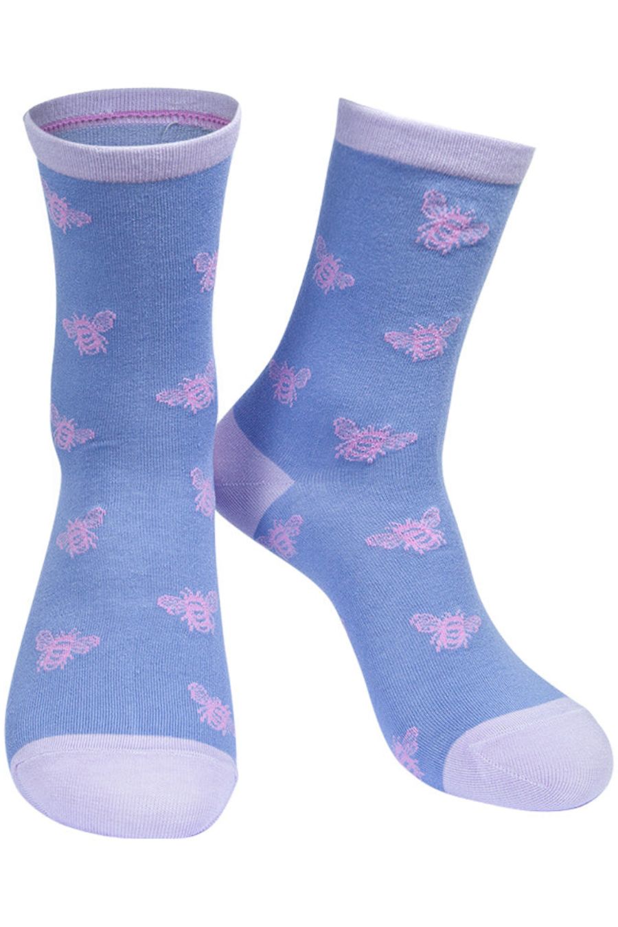 lilac ankle socks with an all over bee pattern