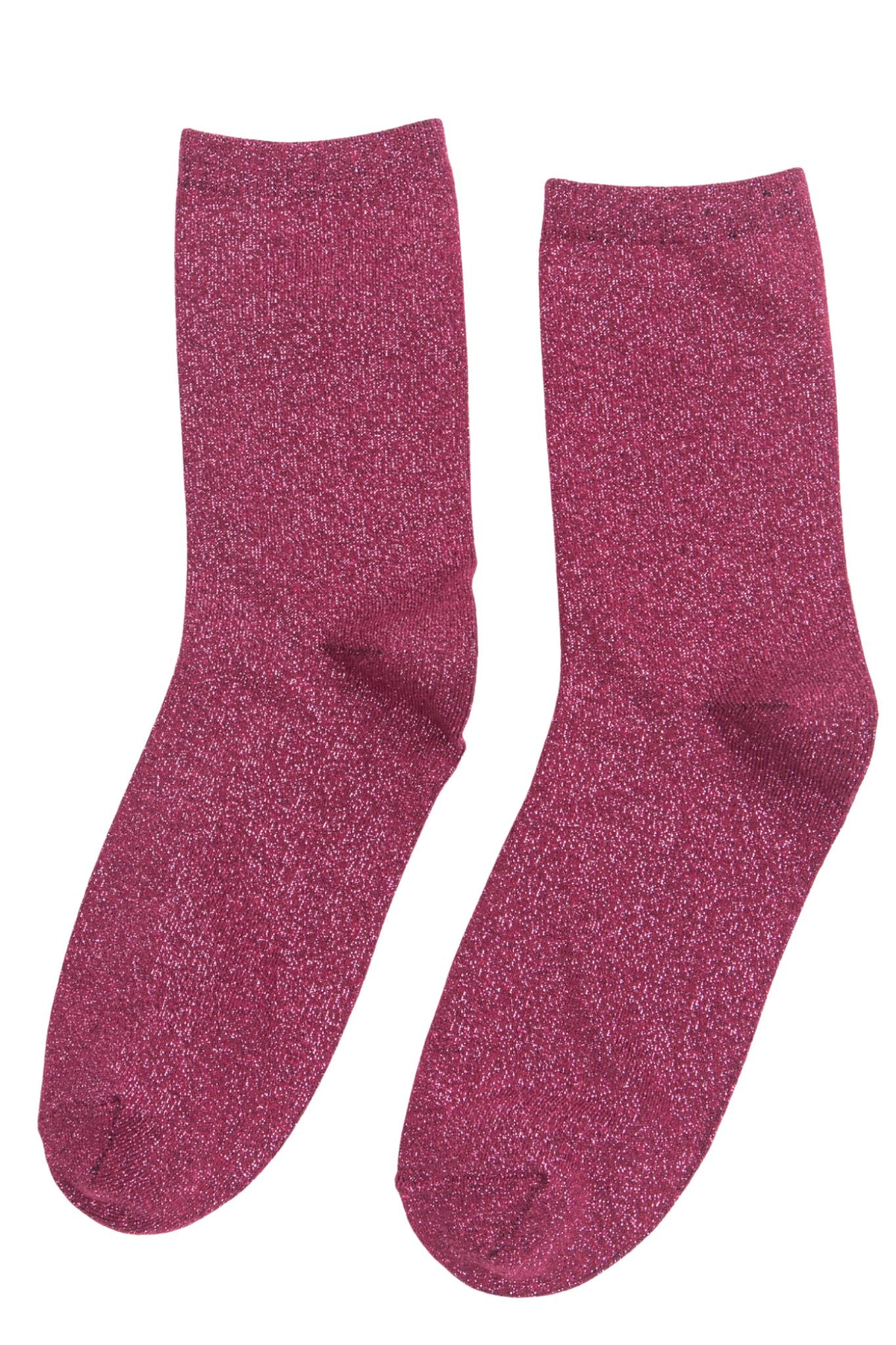 berry coloured all over glitter ankle socks