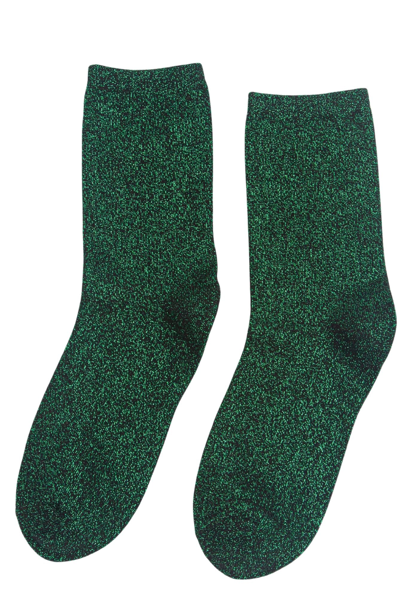 Women's Glitter Ankle Socks Sparkly Shimmer Black Green