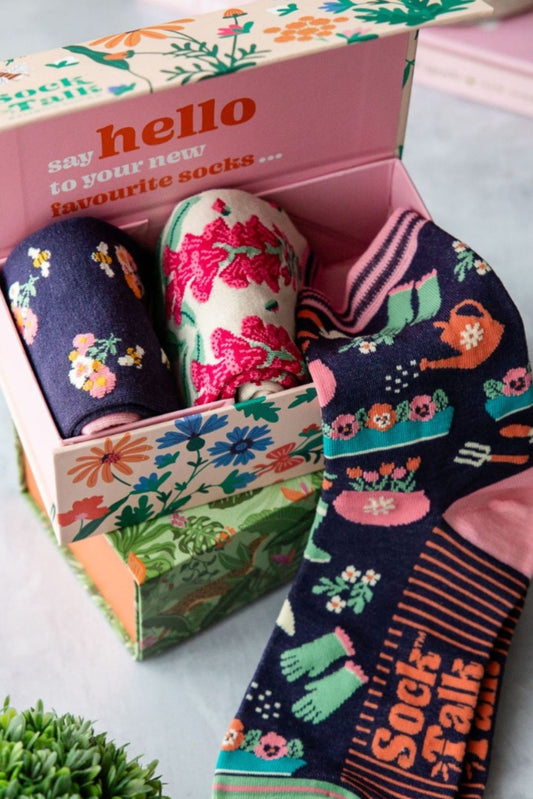 Thank You Floral Bamboo Socks Gift Set