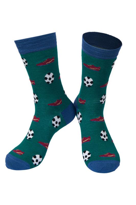 Men's Bamboo Socks - Green/Blue, Football